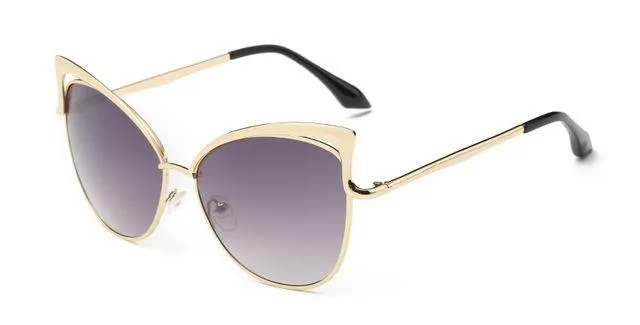 Cateye Flat Pantos Shape Rose Gold Metal Frame Unisex Sunglasses