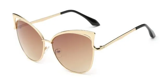 Cateye Flat Pantos Shape Rose Gold Metal Frame Unisex Sunglasses