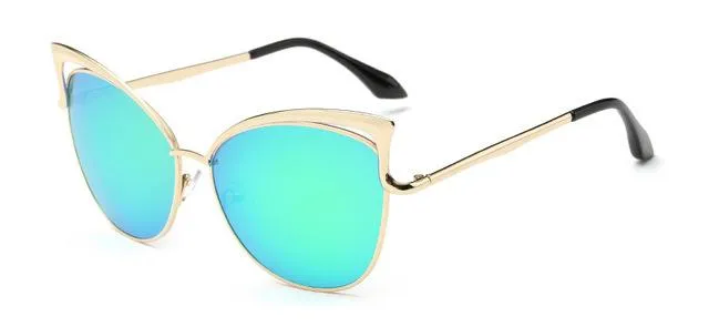 Cateye Flat Pantos Shape Rose Gold Metal Frame Unisex Sunglasses