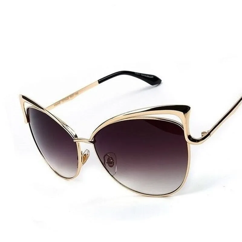 Cateye Flat Pantos Shape Rose Gold Metal Frame Unisex Sunglasses