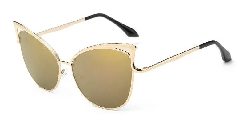 Cateye Flat Pantos Shape Rose Gold Metal Frame Unisex Sunglasses