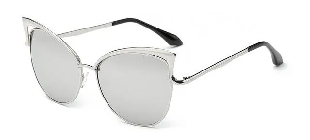 Cateye Flat Pantos Shape Rose Gold Metal Frame Unisex Sunglasses