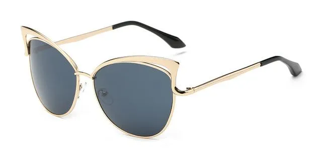 Cateye Flat Pantos Shape Rose Gold Metal Frame Unisex Sunglasses