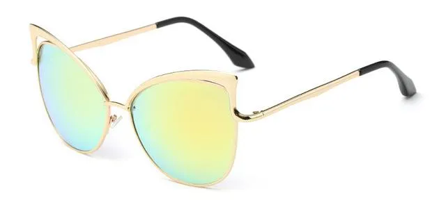Cateye Flat Pantos Shape Rose Gold Metal Frame Unisex Sunglasses