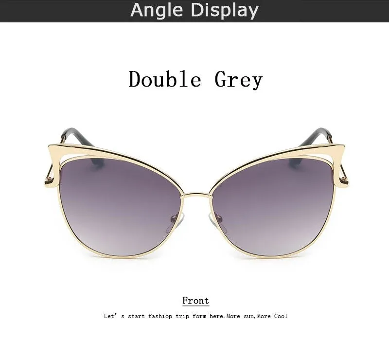 Cateye Flat Pantos Shape Rose Gold Metal Frame Unisex Sunglasses
