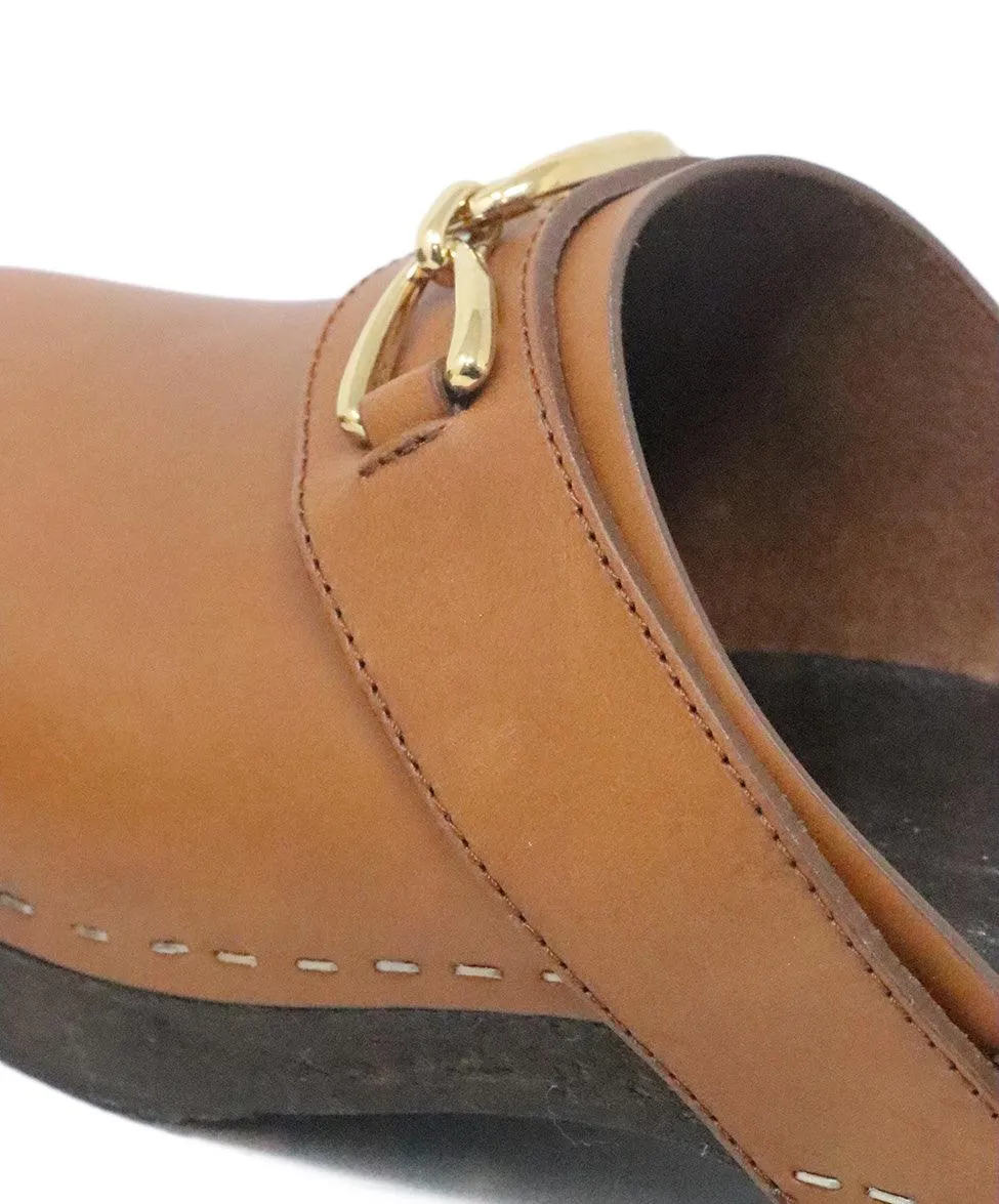 Celine Tan Leather & Wood Clogs sz 7