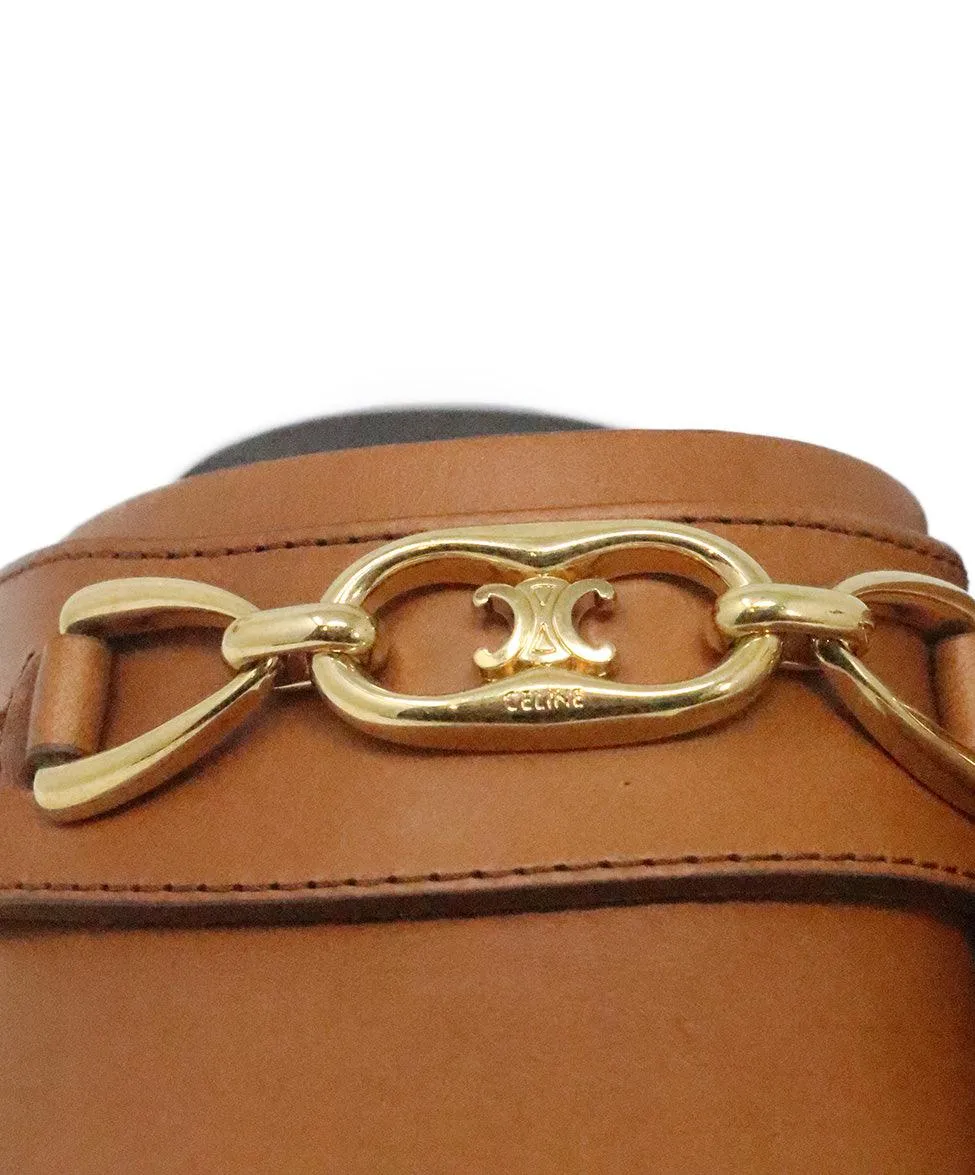 Celine Tan Leather & Wood Clogs sz 7