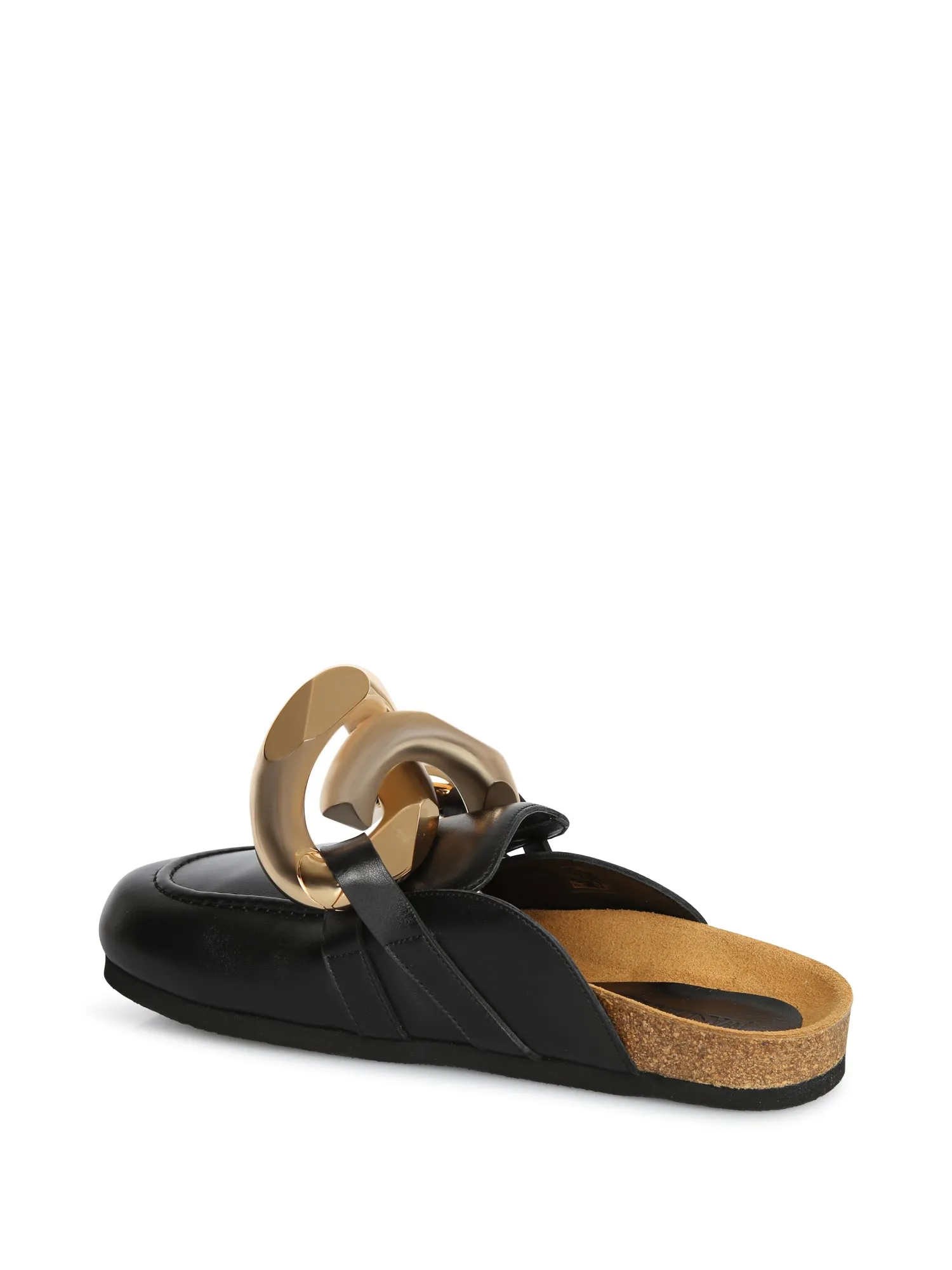 Chain black leather loafers