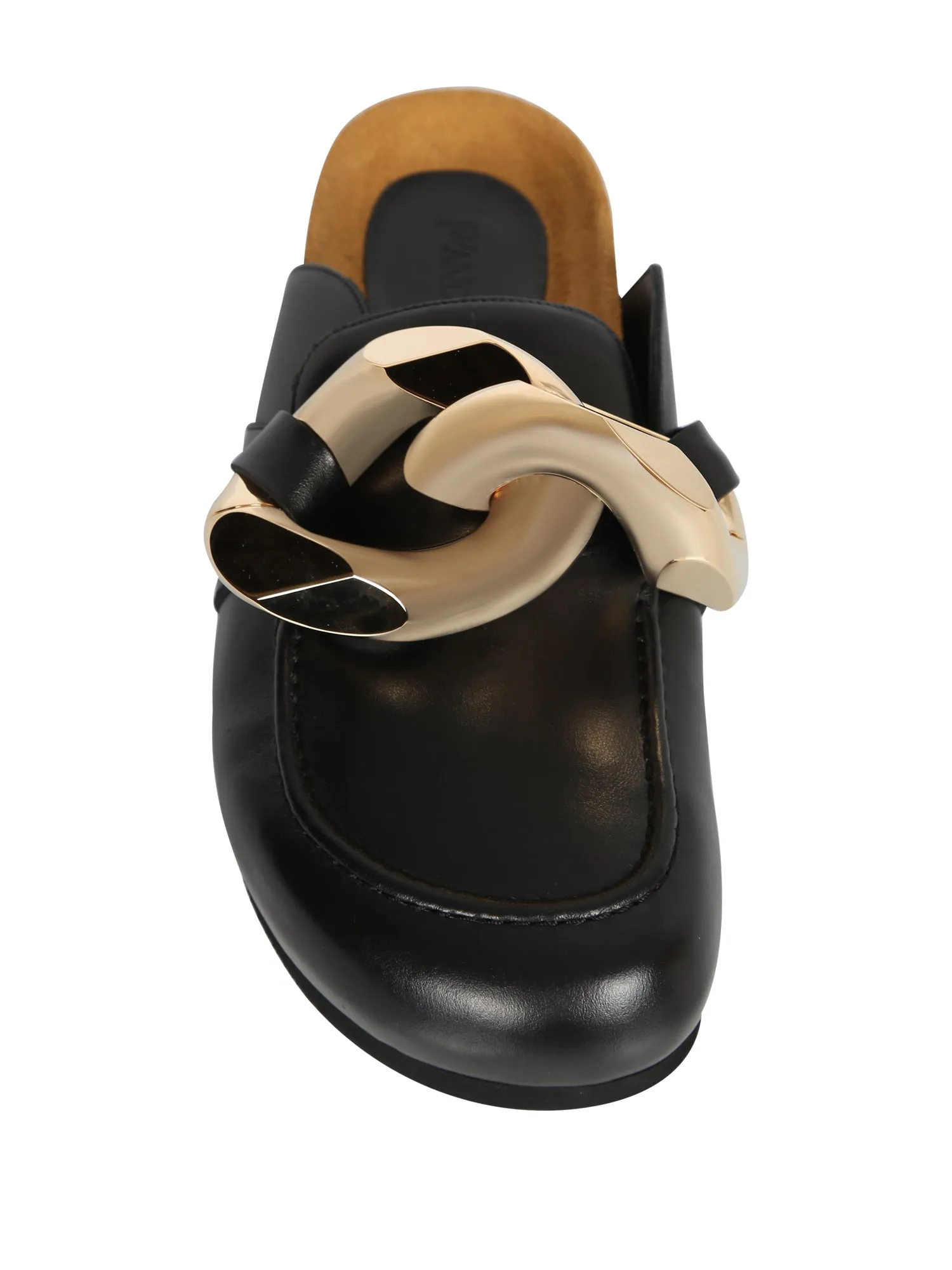 Chain black leather loafers