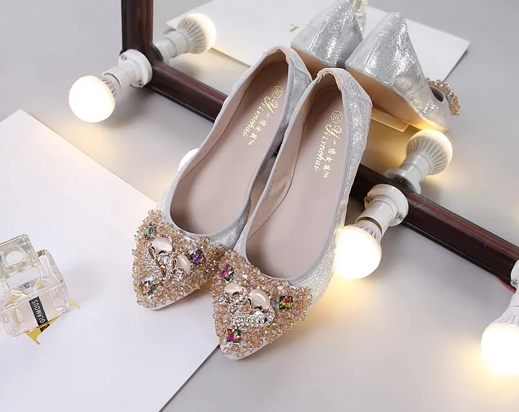 Cilool Rhinestone Flats Casual Comfort Dressy Flats For Wedding Fox Slippers CF302