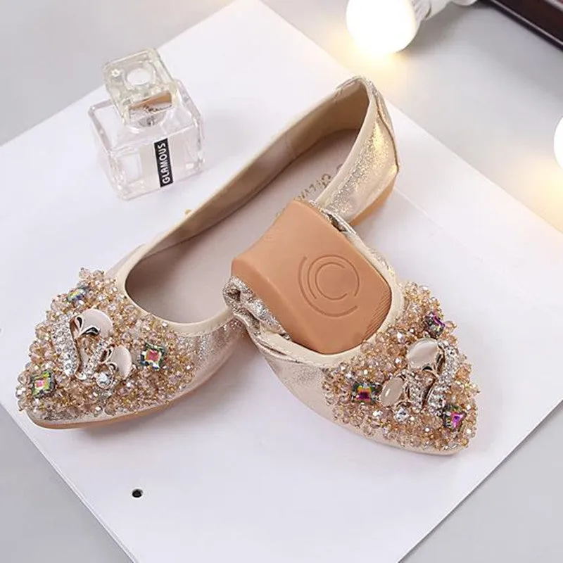 Cilool Rhinestone Flats Casual Comfort Dressy Flats For Wedding Fox Slippers CF302
