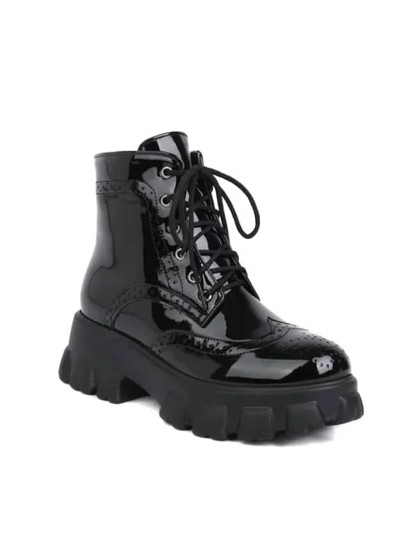 Crossed Laces Round Toe Platform&Boots