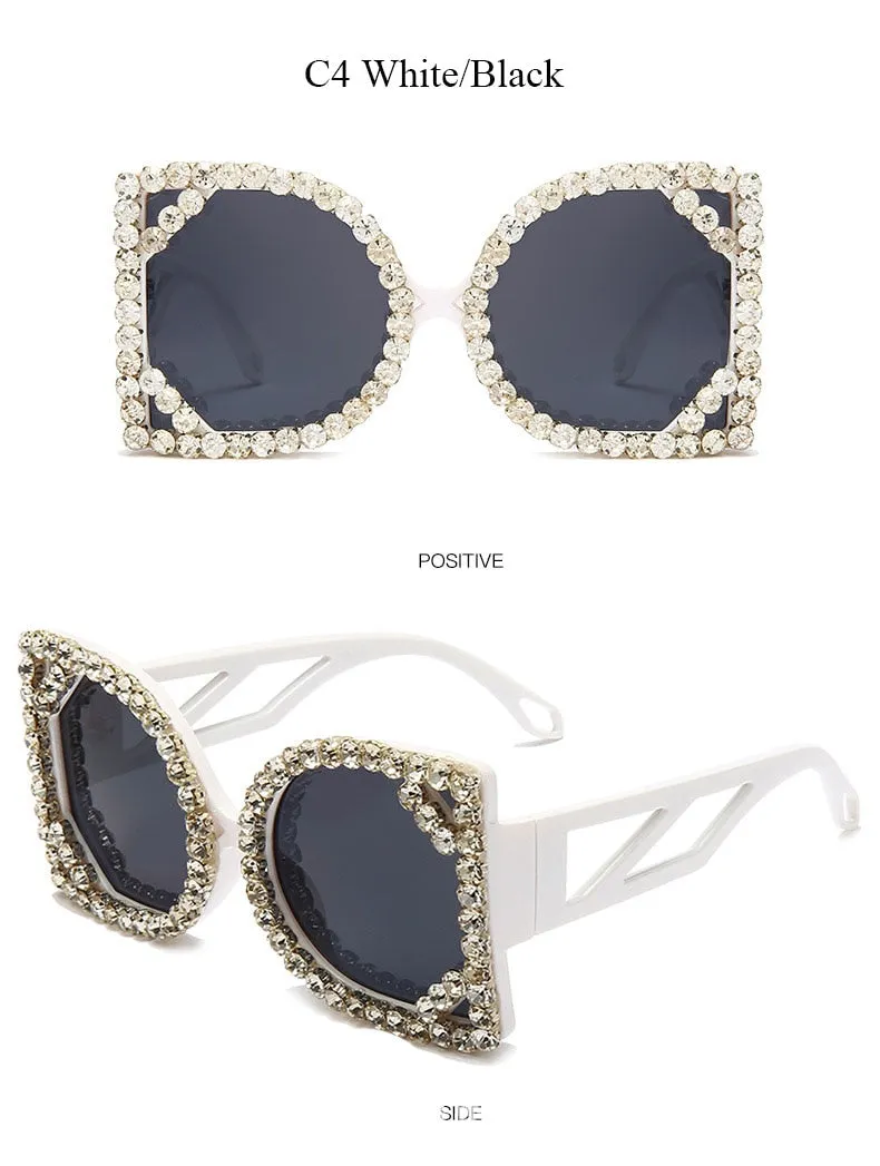 Crystal Designer Photochromic Gradient Shade Rimless Sunglasses