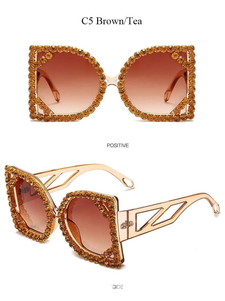Crystal Designer Photochromic Gradient Shade Rimless Sunglasses
