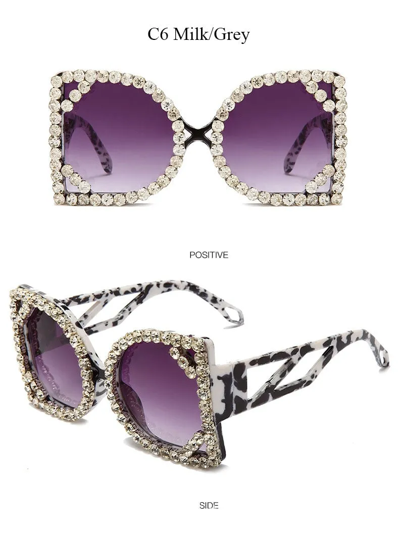 Crystal Designer Photochromic Gradient Shade Rimless Sunglasses