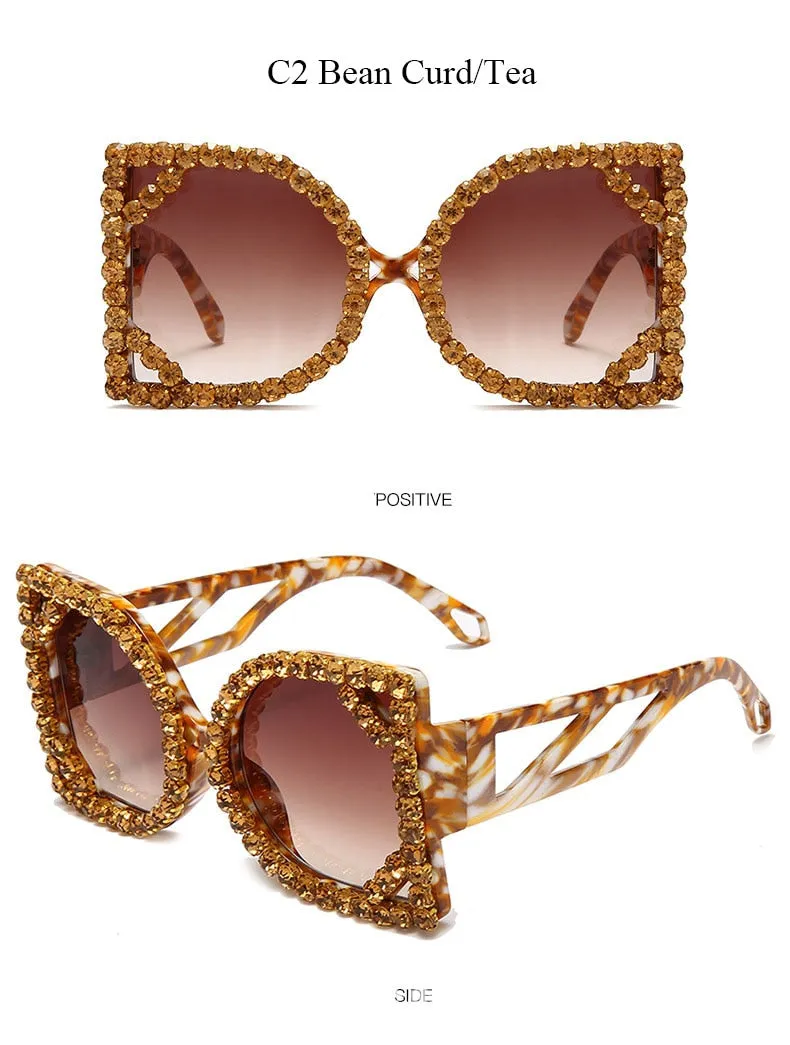 Crystal Designer Photochromic Gradient Shade Rimless Sunglasses