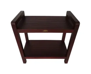DecoTeak Classic 24" Extended Height Ergonomic Teak Shower Stool with LiftAid Arms and Shelf DT109
