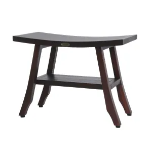 DecoTeak Satori 24" Eastern Style Teak Shower Bench with Shelf