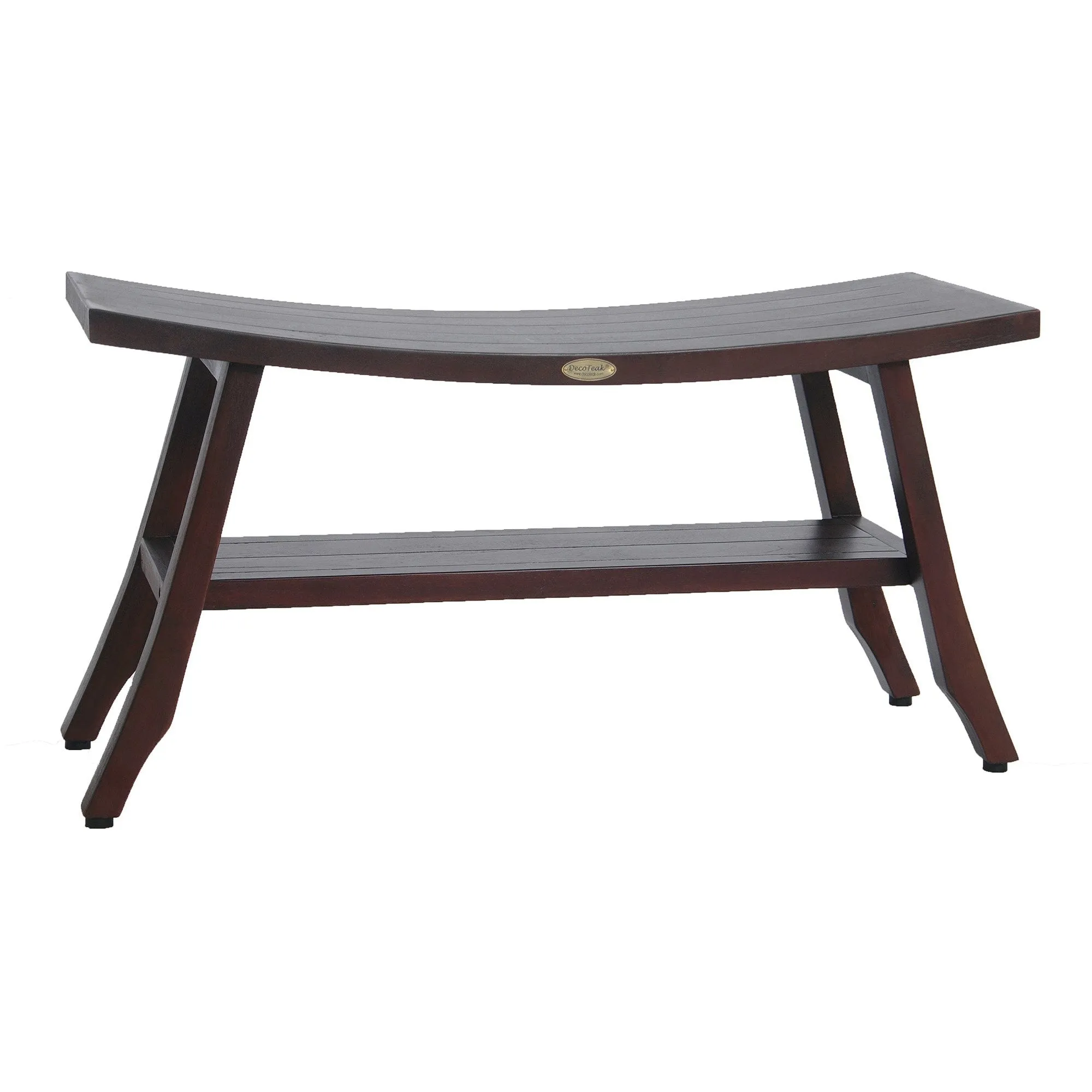 DecoTeak Satori 34" Extended LENGTH Eastern Style Teak Shower Bench with shelf