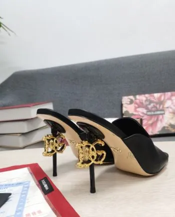 DolGa Lguana-Print Mules Black For Women DG Shoes