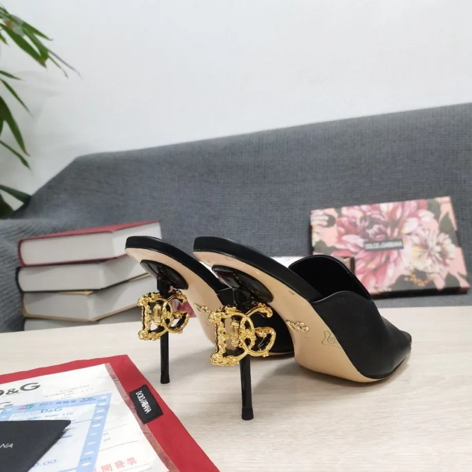 DolGa Lguana-Print Mules Black For Women DG Shoes