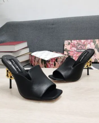 DolGa Lguana-Print Mules Black For Women DG Shoes