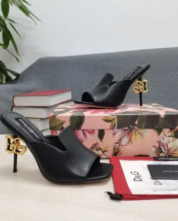 DolGa Lguana-Print Mules Black For Women DG Shoes