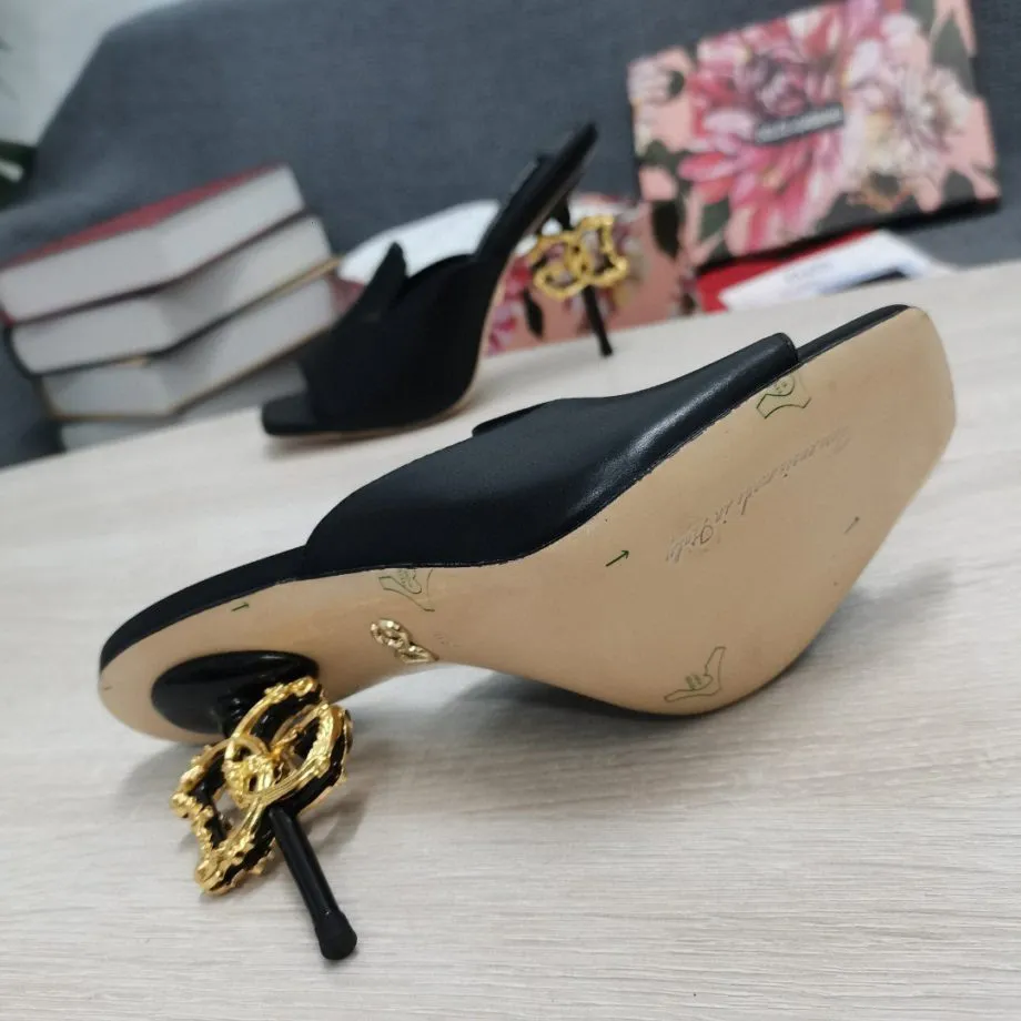DolGa Lguana-Print Mules Black For Women DG Shoes