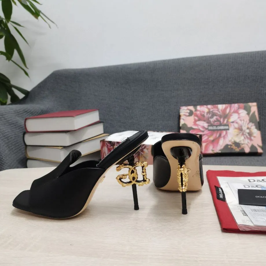 DolGa Lguana-Print Mules Black For Women DG Shoes