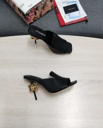 DolGa Lguana-Print Mules Black For Women DG Shoes