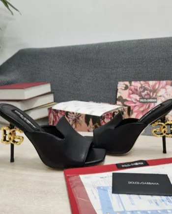 DolGa Lguana-Print Mules Black For Women DG Shoes