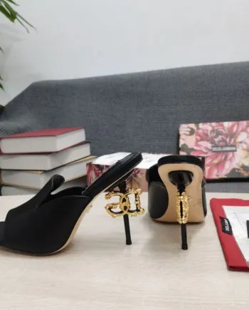 DolGa Lguana-Print Mules Black For Women DG Shoes