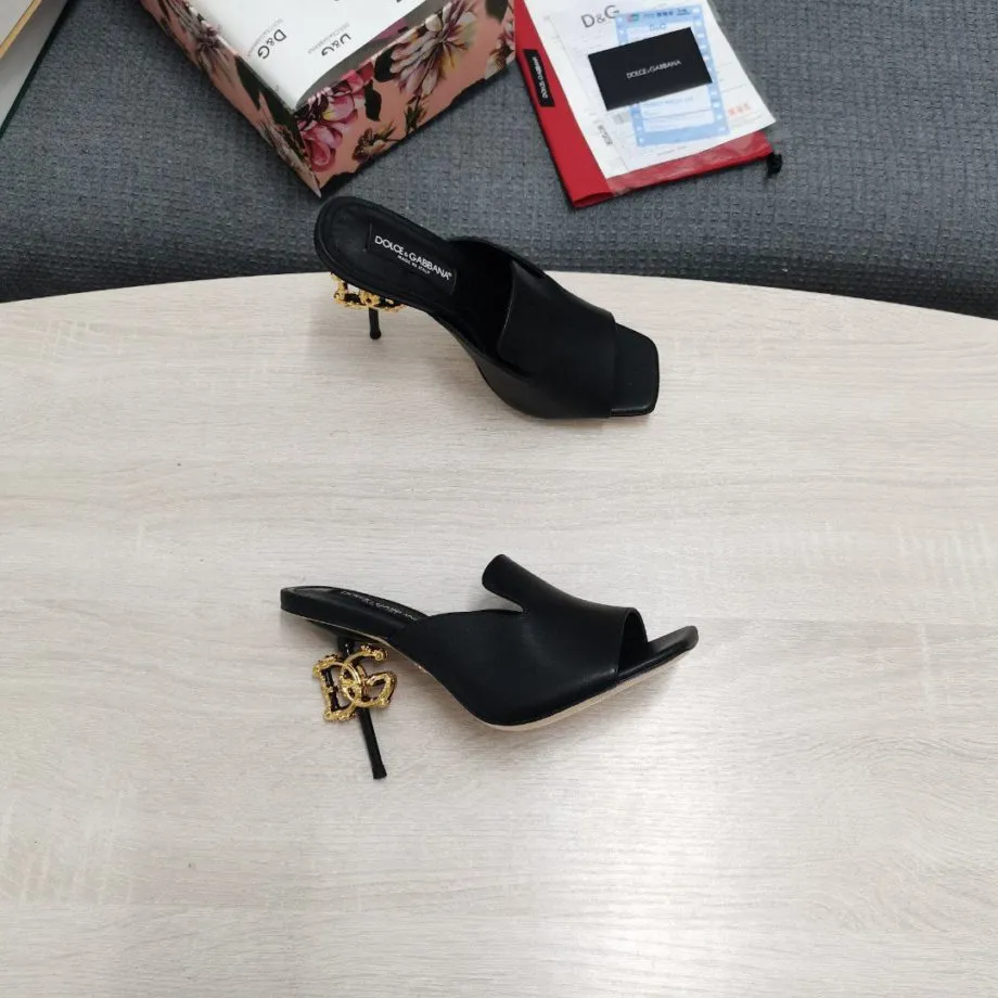 DolGa Lguana-Print Mules Black For Women DG Shoes