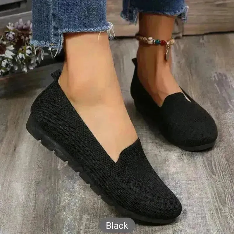 Elegant Casual Mesh Flats Shoes Fashion Solid Color Round Toe Loafers Cozy Lazy Shoes for Women