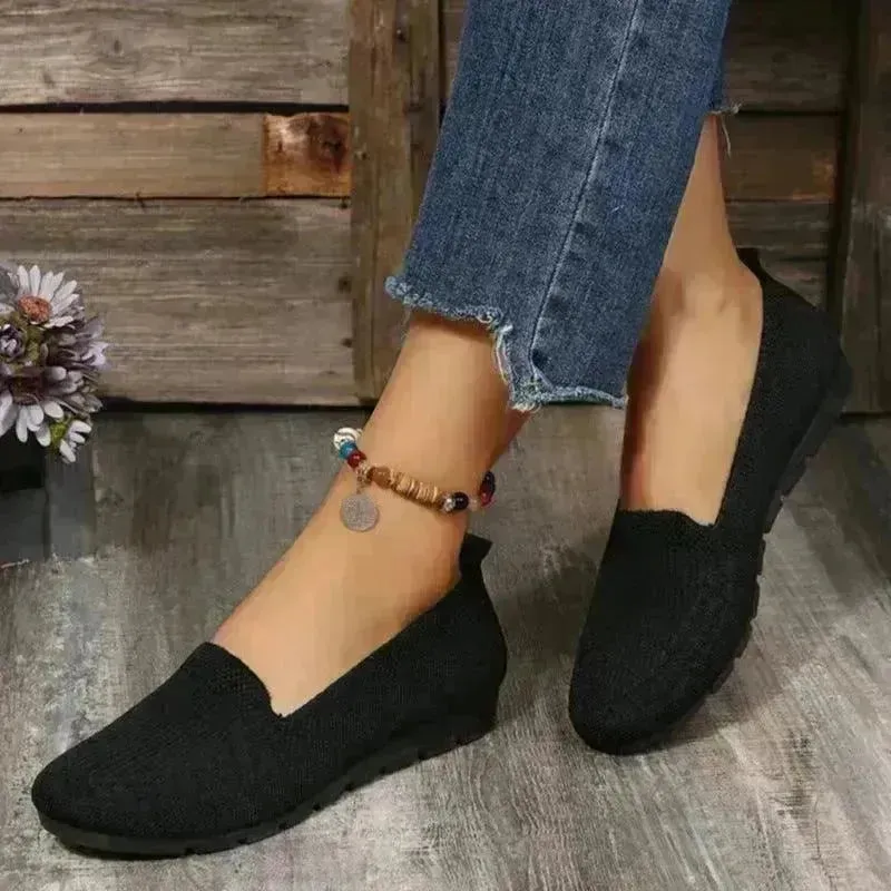 Elegant Casual Mesh Flats Shoes Fashion Solid Color Round Toe Loafers Cozy Lazy Shoes for Women