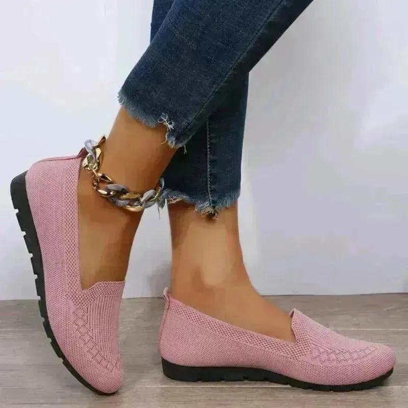 Elegant Casual Mesh Flats Shoes Fashion Solid Color Round Toe Loafers Cozy Lazy Shoes for Women