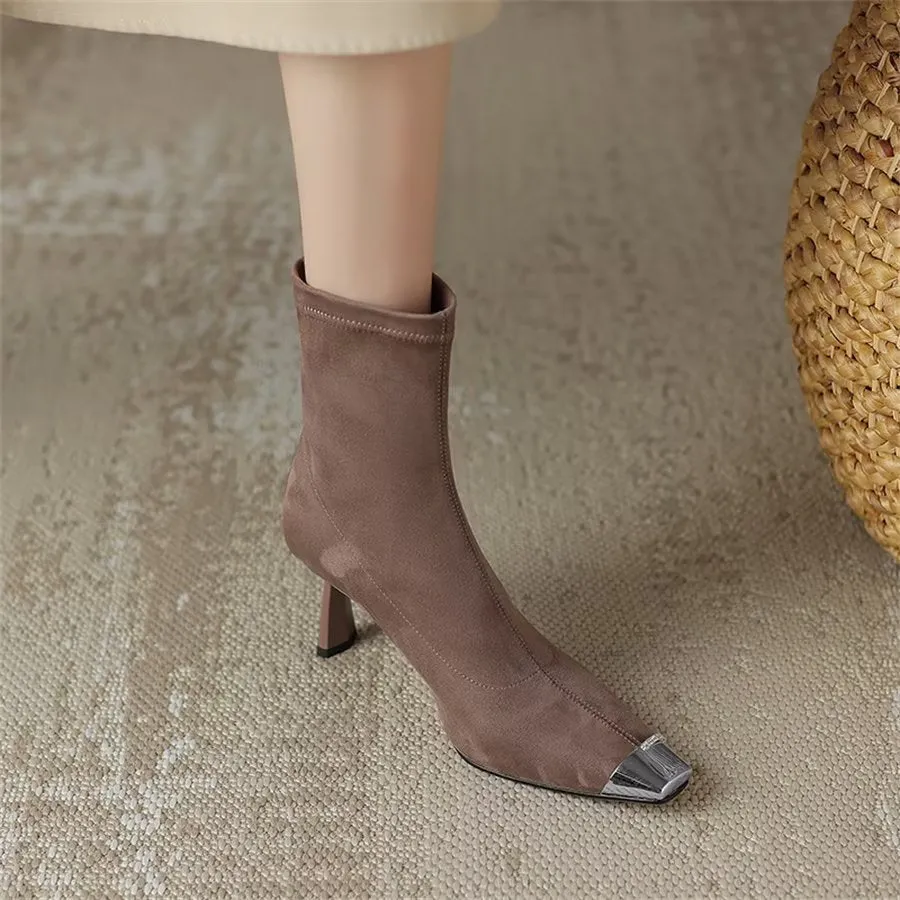 Elegant Cow Leather Pointed Toe Asymmetrical Zipper Boots