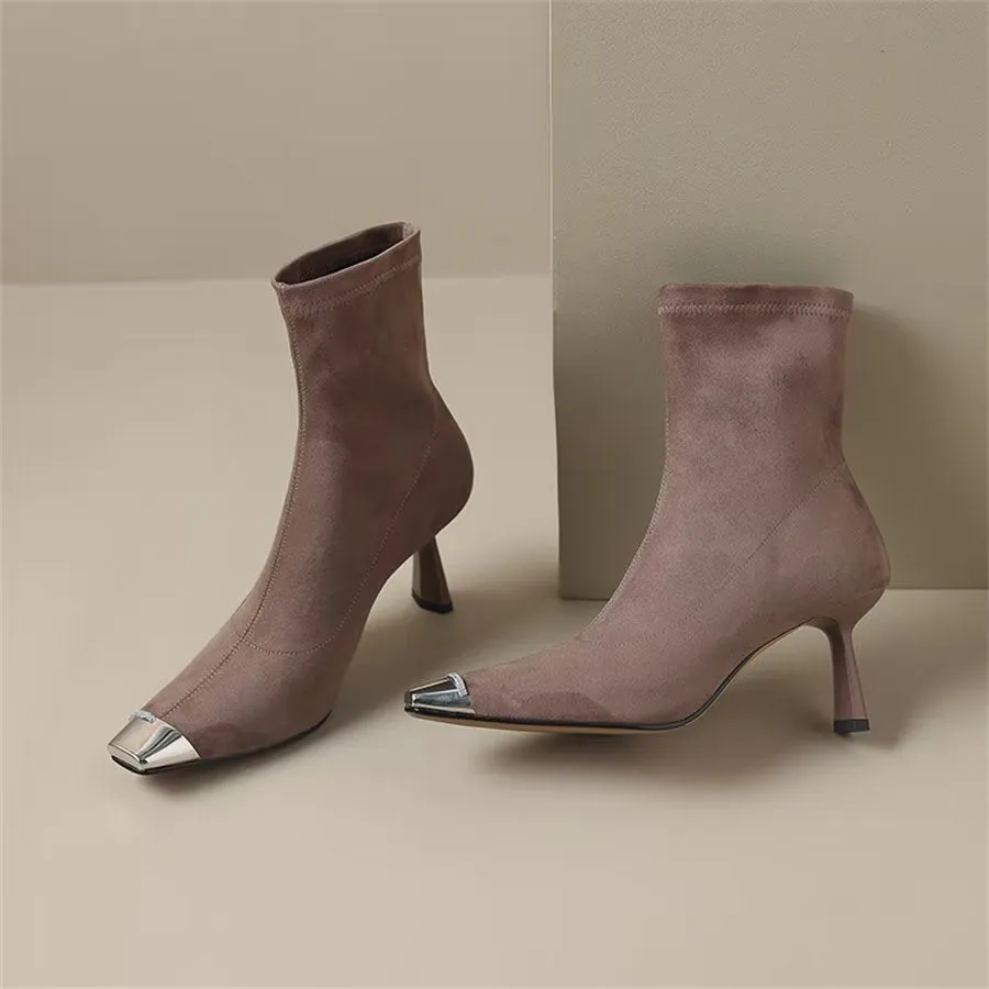 Elegant Cow Leather Pointed Toe Asymmetrical Zipper Boots