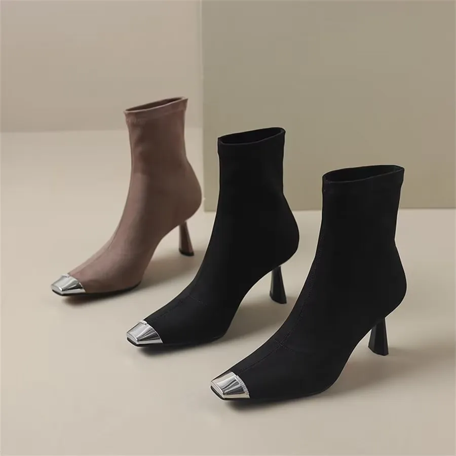 Elegant Cow Leather Pointed Toe Asymmetrical Zipper Boots