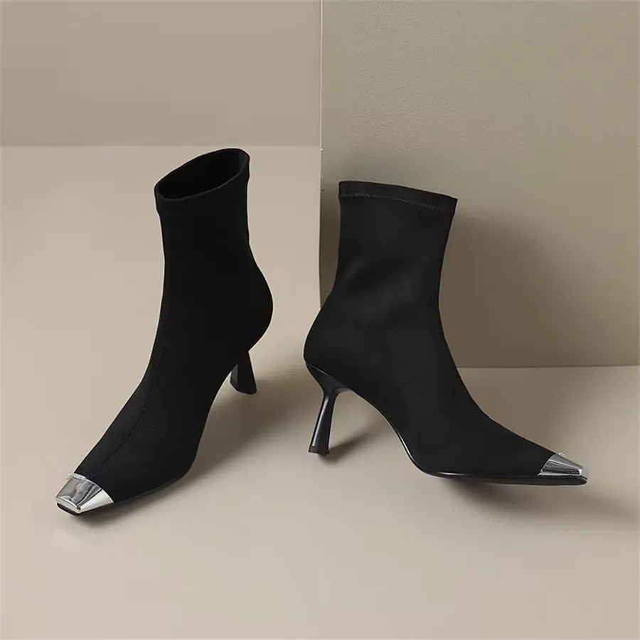 Elegant Cow Leather Pointed Toe Asymmetrical Zipper Boots