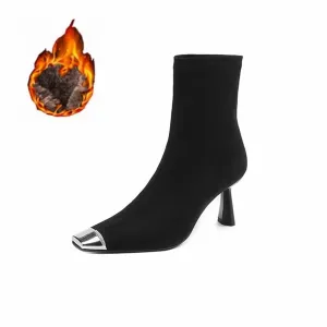 Elegant Cow Leather Pointed Toe Asymmetrical Zipper Boots