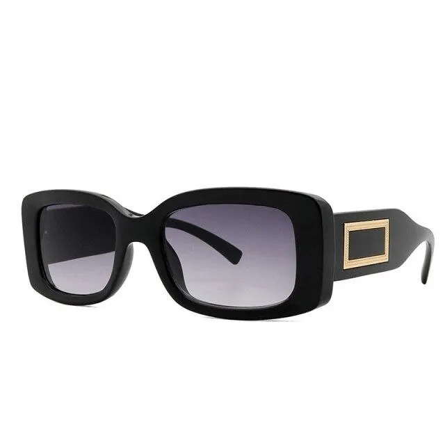 Elegant Women's Classic Black Retro Fashion Medium Square Sunglasses