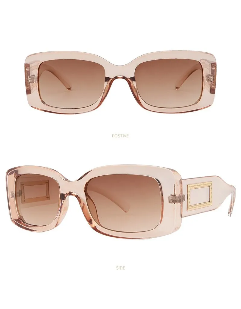 Elegant Women's Classic Black Retro Fashion Medium Square Sunglasses