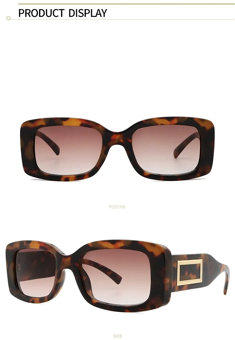 Elegant Women's Classic Black Retro Fashion Medium Square Sunglasses