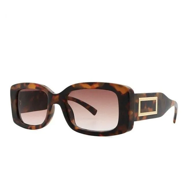 Elegant Women's Classic Black Retro Fashion Medium Square Sunglasses
