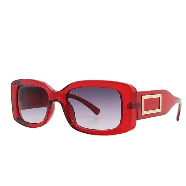 Elegant Women's Classic Black Retro Fashion Medium Square Sunglasses