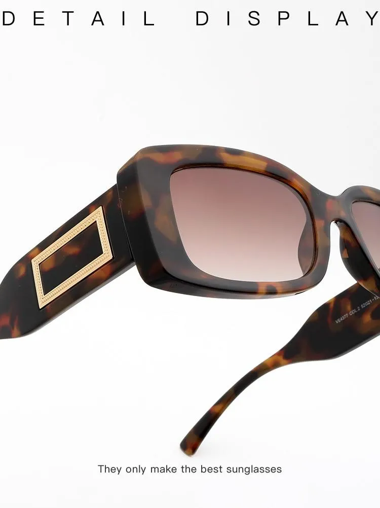Elegant Women's Classic Black Retro Fashion Medium Square Sunglasses
