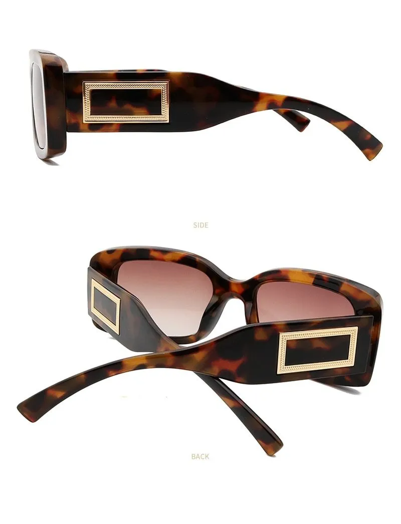 Elegant Women's Classic Black Retro Fashion Medium Square Sunglasses