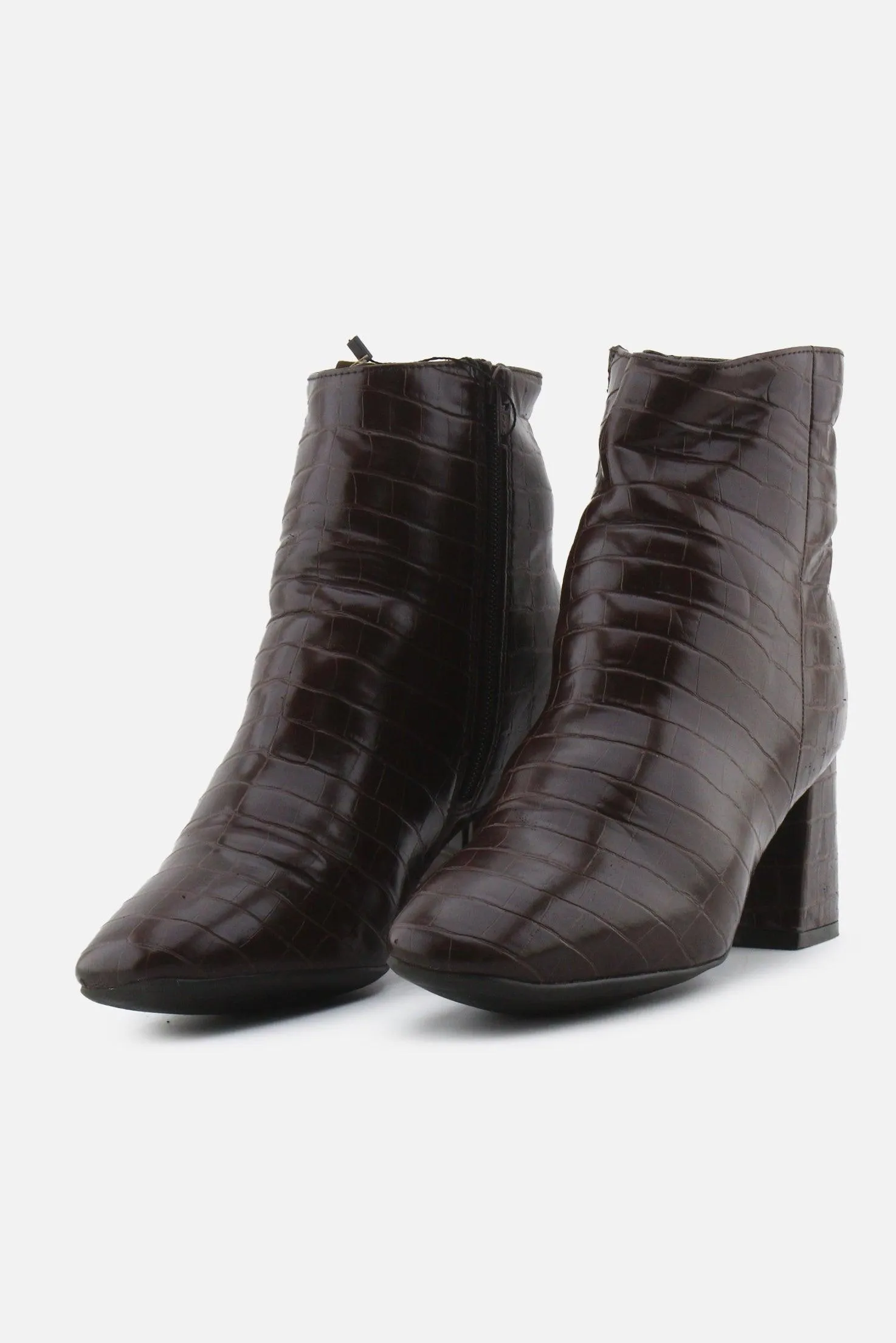 European Brand Zipper Block Ankle Boots | 100% Synthetic Leather