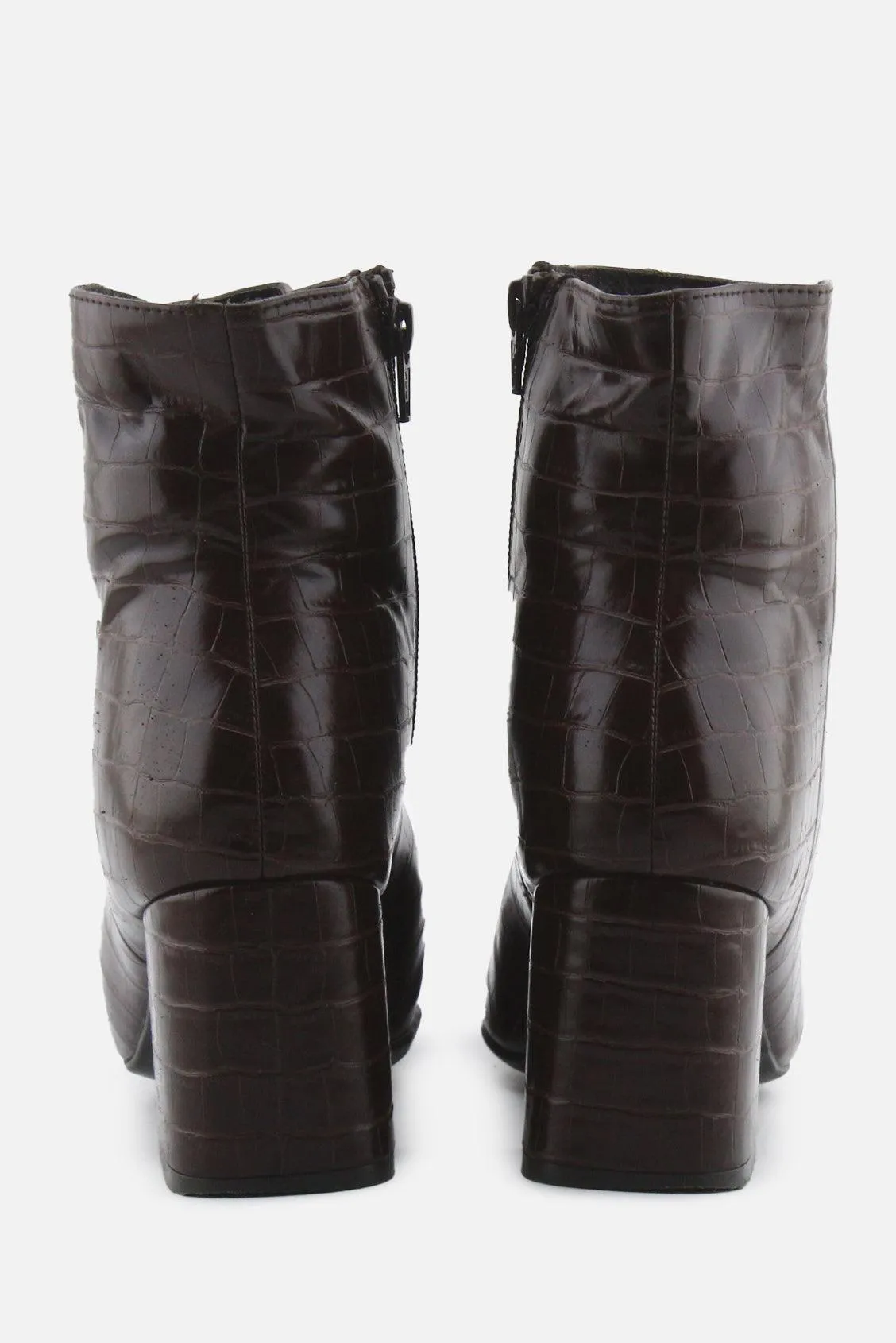 European Brand Zipper Block Ankle Boots | 100% Synthetic Leather